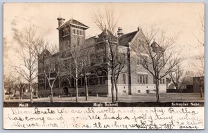 K40/ Schuyler Nebraska RPPC Postcard c1910 High School Building 97 - Picture 1 of 2