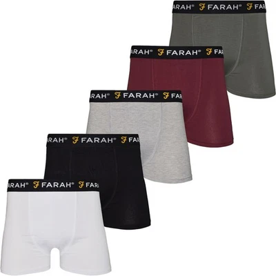 Farah Mens Gaveer 5 Pack Elasticated Logo Underwear Boxers Boxer Shorts - XXL
