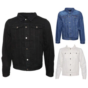 Mens Denim Jean Jacket Button Up Slim Fit Premium Cotton DBFL - Foto 1 di 22
