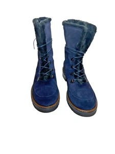 Botas con cordones Stuart Weitzman Luge azul océano piel sintética para mujer EE. UU. 8,5 M NUEVAS EN CAJA - Imagen 1 de 11