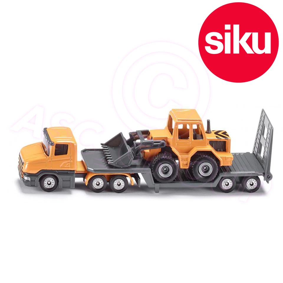 Siku 1616 Low Loader Truck with Front loader - Working Loading arm + Tail ramp - Image 1 of 1