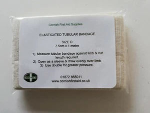 TUBULAR BANDAGE SIZE D - 7.5CM X 1M - LARGE WRIST/ELBOW - MEDIUM ANKLE - SM KNEE - Picture 1 of 4
