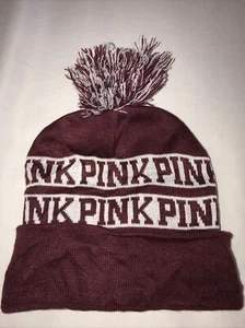 Pink Victoria Secret Damen Beanie Rodel Bommel Totenkopf Mütze Ski gestreift Yogamütze - Bild 1 von 10