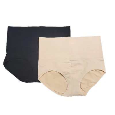 Breezies Conjunto de 2 Calzoncillos Modernos de Algodón Sin Costuras Talla Mediana Negro Beige Foto 1 de 4