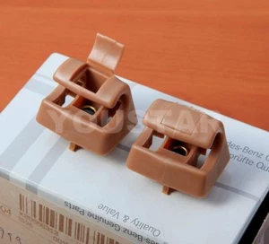 UK STOCK 2 Palomino Tan Sun Visor Clips for Mercedes W202 W203 W220 W210 W140 - Picture 1 of 5