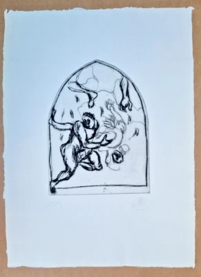 Markus Lüpertz handsigniert bezeichnet Titanenschlacht Radierung auf Bütten - Bild 1 von 4