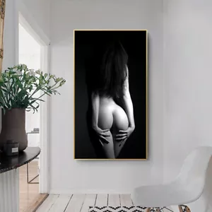 Black and White Sexy Woman Back View Home Art Decorative Painting - Picture 1 of 19