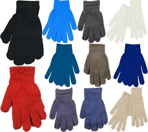 Womens Full Finger Stretchy Knitted Warm Gloves Mens Soft Thermal Knitted Gloves - Picture 1 of 10