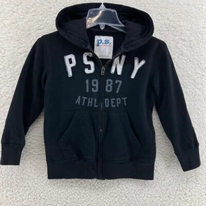 P.S. Aeropostale Mädchen Gr. 7 Reißverschluss schwarz Grafik Kapuze LS Sweatshirt PSNY - Bild 1 von 8