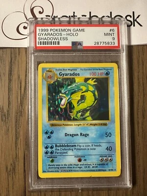 PSA 9 - Pokemon GYARADOS 6/102 - SHADOWLESS BASE SET - Holo MINT - Image 1 of 2
