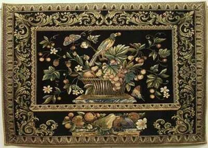 FLEMISH TAPESTRY, "The Jay", Bird, Fruit and Floral -BELGIUM 39" x 27" - Picture 1 of 6