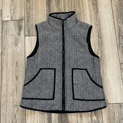 Chaleco Chaqueta Francesca’s Button Negro/Blanco Mezcla Lino Espiga - Mediano/M Foto 1 de 4