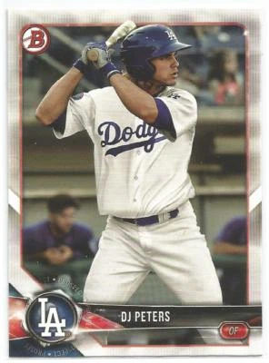 DJ Peters Los Angeles Dodgers 2018 Bowman Baseball Prospects Card - Image 1 of 3