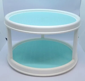 Copco Non-Skid 2 Tier Turntable, 12-Inch, Aqua, Aqua - Picture 1 of 5