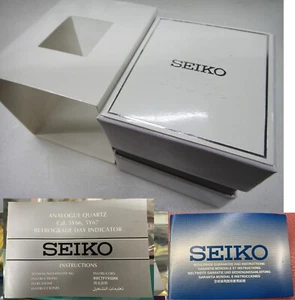 Caja de reloj vacío SEIKO con tarjeta de garantía folleto cuarzo solar cal 5Y66 5Y67 manual - Imagen 1 de 8