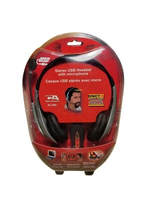 Stereo USB Headset w/ Microphone Cyber Acoustics AC-850  Headband Headsets NEW - Image 1 of 2