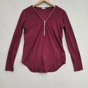 Ardene Blouse Women Size S Claret Petite Long Sleeve Top - Picture 1 of 9