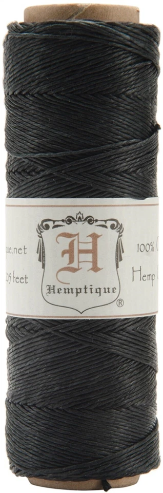 Hemp Cord Spool 10lb 205'-black PK 4 Hemptique