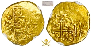 MEXICO 1712-15 FLEET SHIPWRECK 1 ESCUDO NGC 53 PIRATE GOLD COINS TREASURE COB - Picture 1 of 11