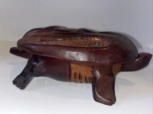 Vintage Hand Carved Wood Turtle Trinket Box 9” Jewelry - Picture 1 of 15