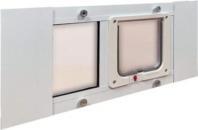 Aluminum Window Pet Door Fit Widths from 23" to 28", 6-1/4” x 6-1/4” Cat Flap - Изображение 1 из 4