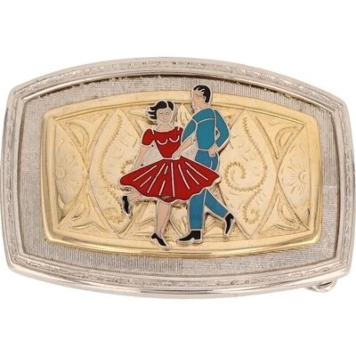 Square Dancing Line Dance Country Music Western 1 NOS Vintage Belt Buckle - Image 1 of 4