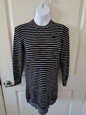 Vestido suéter a rayas multicolor mezcla de lana Lacoste para mujer talla 34 Foto 1 de 4