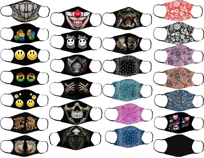 Adults Cotton Face Masks with Filter Pocket Reusable & Washable 90 Designs - Image 1 of 4