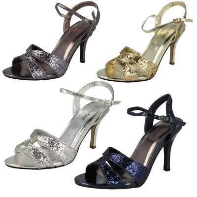 Ladies Anne Michelle Cross Over Glitter - Heeled Sandals
