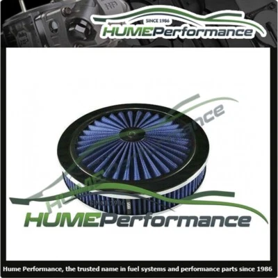 HI FLOW AIR CLEANER FILTER ASSEMBLY 9 X 2 HOLLEY CARBURETTOR 5-1/8 NECK - BLUE - Image 1 of 2