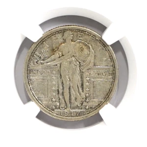1917 D Type 1 Standing Liberty Quarter NGC AU Details Cleaned - Picture 1 of 4