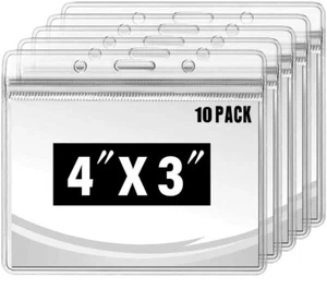 10pcs Card Protector 3" x 4" For Badge, ID &More Holders Waterproof Sleeves - Picture 1 of 2