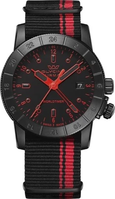 Glycine Airman GL1028 CONTEMPORARY Military Watch Black Red Dial Unused w/Box - Image 1 of 4