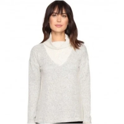 Suéter pulôver feminino Sanctuary Dunaway dois tons gola capuz tamanho grande - Imagem 1 de 4