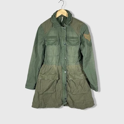 Abrigo cargo militar Free People para mujer XS verde parka chaqueta forrada a cuadros grunge Foto 1 de 4
