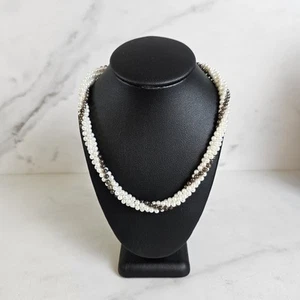 Faux Pearl Necklace Twisted Multi Strand And Multi Colored Beaded - Picture 1 of 3