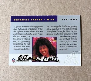 ORTANCIS CARTER 1992 NFL Pro Line Portraits Wife Autograph Auto card VIKINGS - Picture 1 of 2