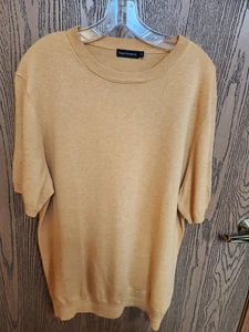 Paul Frederick Polo Sweater Mens 2XL Gold Short Sleeve Silk Cashmere Blend - Picture 1 of 5