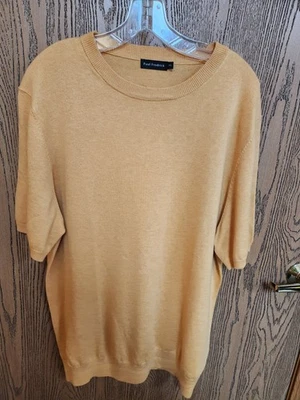 Paul Frederick Polo Sweater Mens 2XL Gold Short Sleeve Silk Cashmere Blend - Image 1 of 4