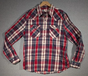 Levis Hemd Herren XL rot blau kariert langarm Cowboy Perlen Druckknopf unbedruckt Red Tab - Bild 1 von 15