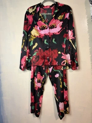 Conjunto de pijama Natori duas peças floral tamanho M sedoso silencioso luxo dinheiro antigo - Imagem 1 de 4