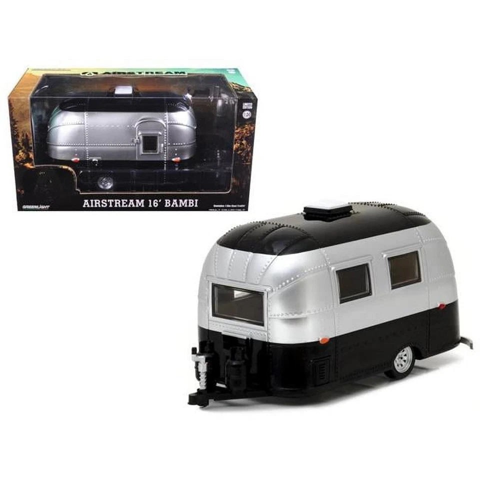 1 24 Greenlight Airstream 16´ Bambi Camping Trailer Silver/black
