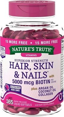 Nature's Truth: Cabello, Piel, Uñas con 5000mcg de Biotina, 165 Geles. Exp. 4/25 + ¡REGALO! Foto 1 de 4