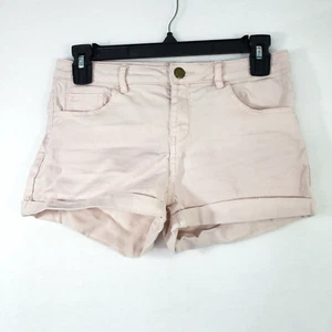 H&M Cuffed Shorts Women's 6 Light Pink Denim Stretch Low-Rise Zip Fly Retro Y2K - Picture 1 of 8