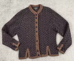 J. PETERMAN Sweater Womens Large 100% Wool Blue Cardigan Jacket Casual Vintage - Picture 1 of 9