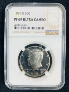 1989 S KENNEDY HALF 50C PF69 ULTRA CAMEO NGC; EDGEVIEW; CLAD PR69 DCAM; SKU 2541 - Picture 1 of 2
