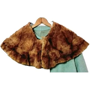 Vintage Authentic Mink Fur Stole Neck Wrap Shawl Collar + Plastic Tortoise Chain - Picture 1 of 15