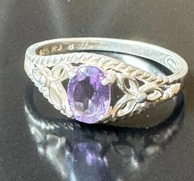 Anillo Avon Amatista Plata de Ley 925 Vintage Talla 8 Foto 1 de 4