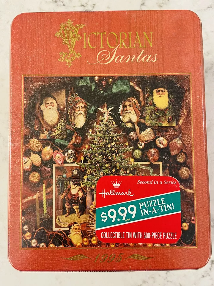 Springbok Hallmark Jigsaw Puzzle Tin Victorian Santas 500 PC Chistmas 1995
