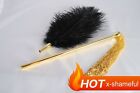 Black Ostrich Feather Tickler Metal Chain Tickler Wand Body Tickle Tease